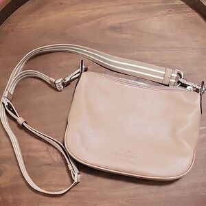 Kate Spade Beige Crossbody Bag with Striped Strap